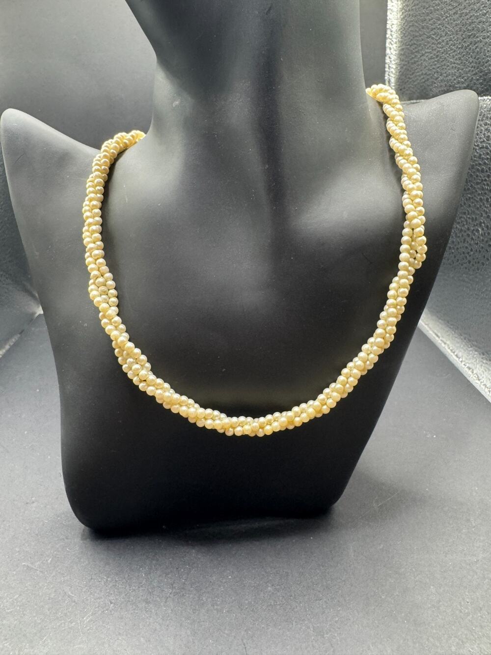 Vintage Marvella Women's Gold-Tone Clasp Faux Baby Pearl Multi Strand Necklace